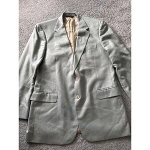 Blazer Brooks Brothers Size46 Hopsack Big &Tall 100%Silk Lightweight Blue/Yellow